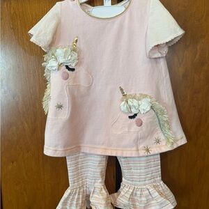 Mud Pie Pink and White Striped Outfit
